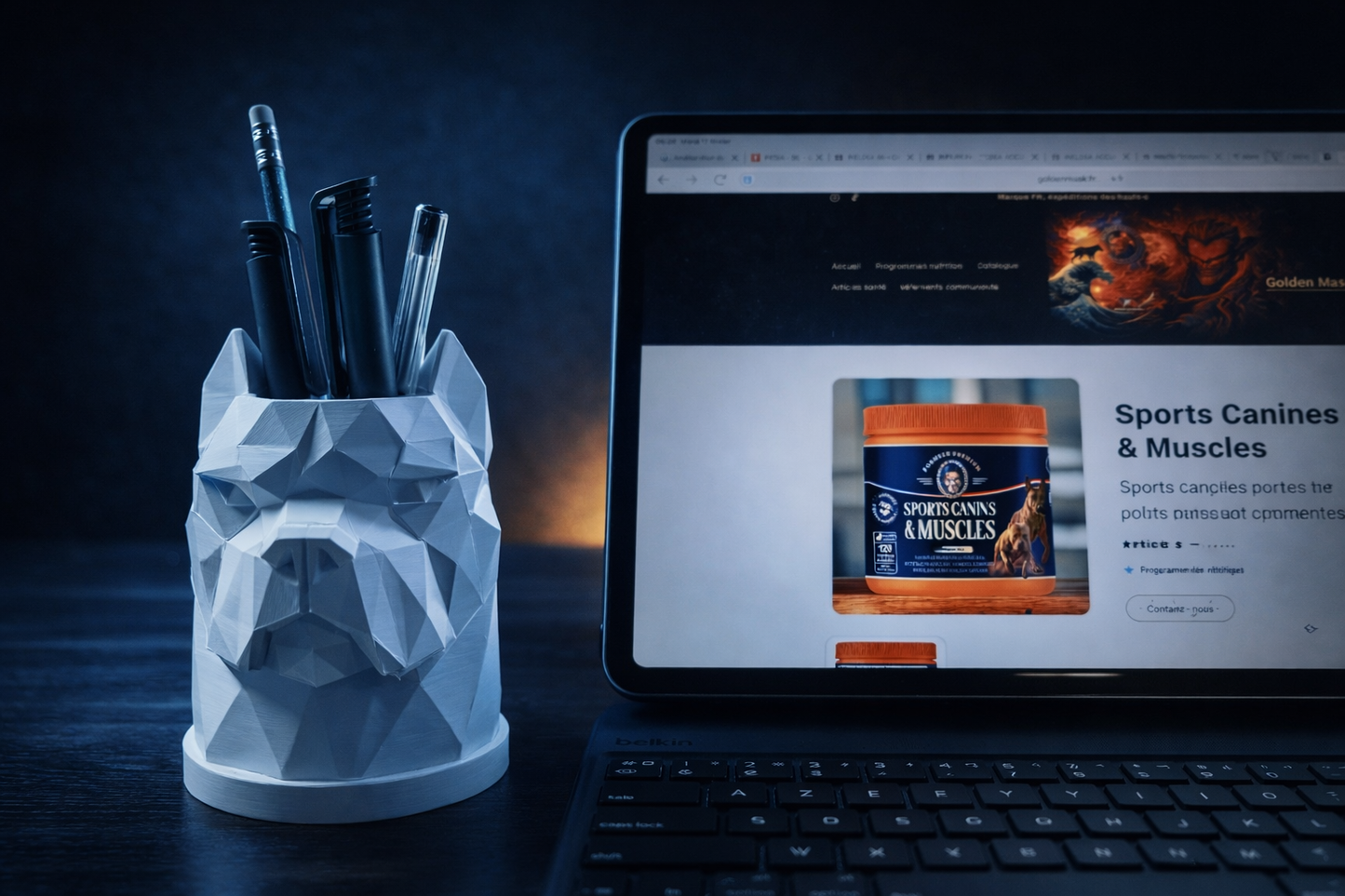 GUARDIAN DESK TOTEM W — Sculpture de Bureau Premium