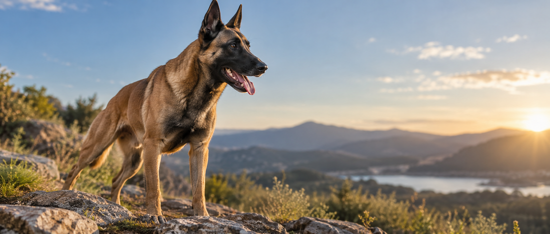 Malinois sportif en extérieur après l’effort, muscles, articulations et récupération
