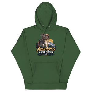 Sweat à capuche mixte American Bully — Aventures à vos côtés | Golden Mask Wear — vert forêt — vue de face