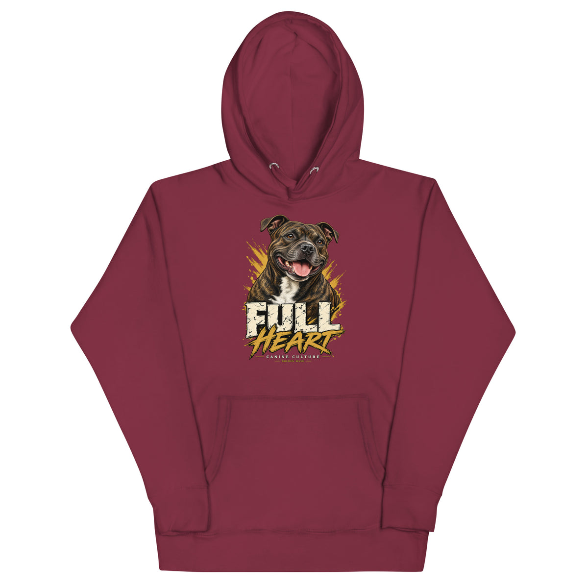 Sweat à capuche mixte Staffie — FULL HEART | Golden Mask Wear — bordeaux — vue de face