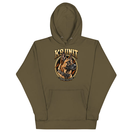Sweat à capuche mixte K9 Unit — Canine Culture | Golden Mask Wear — vert militaire — vue de face