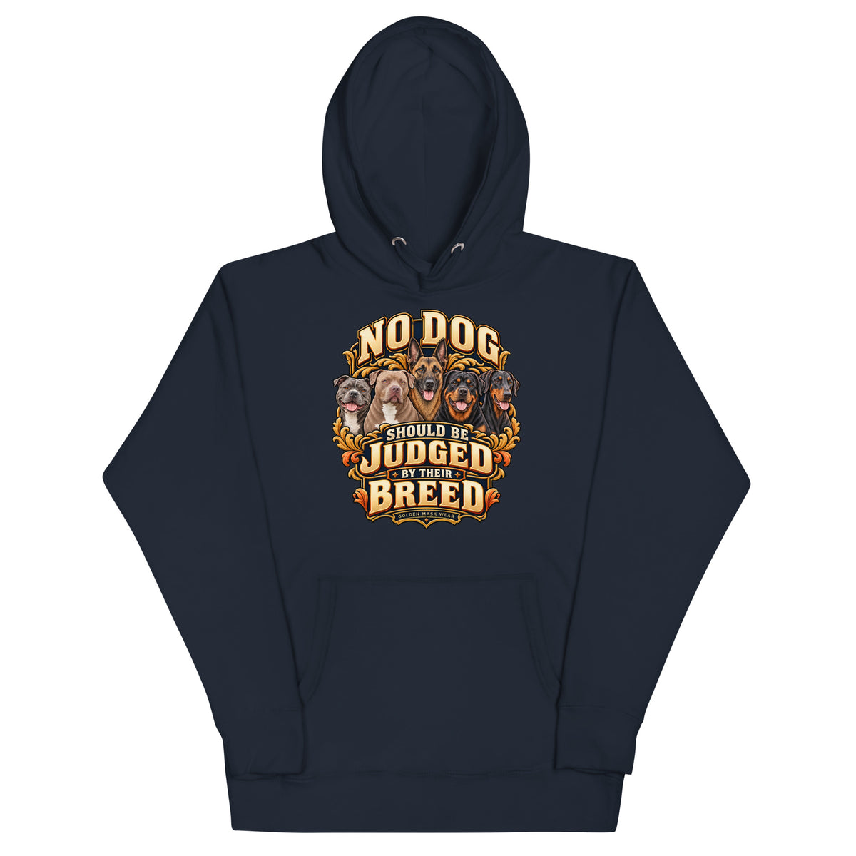 Sweat mixte No Dog bleu nuit, illustration canine sur le devant