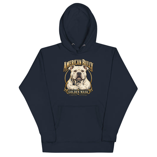 Sweat à capuche mixte American Bully — Canine Culture | Golden Mask Wear — bleu nuit — vue de face