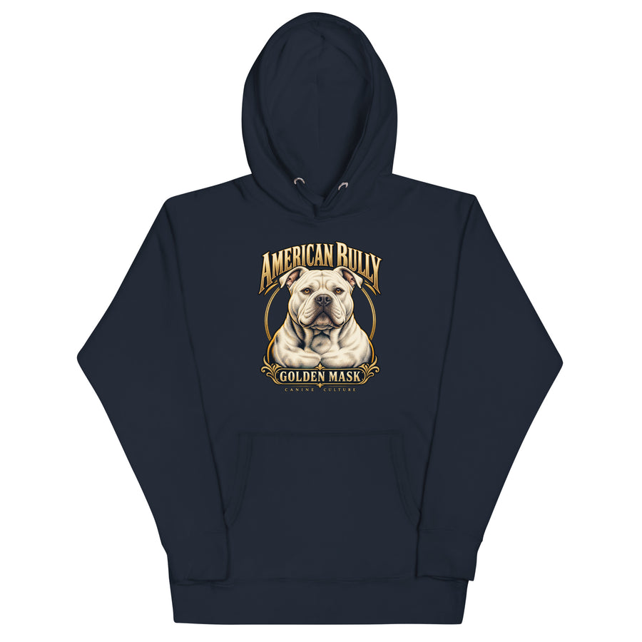 Sweat à capuche mixte American Bully — Canine Culture | Golden Mask Wear — bleu nuit — vue de face