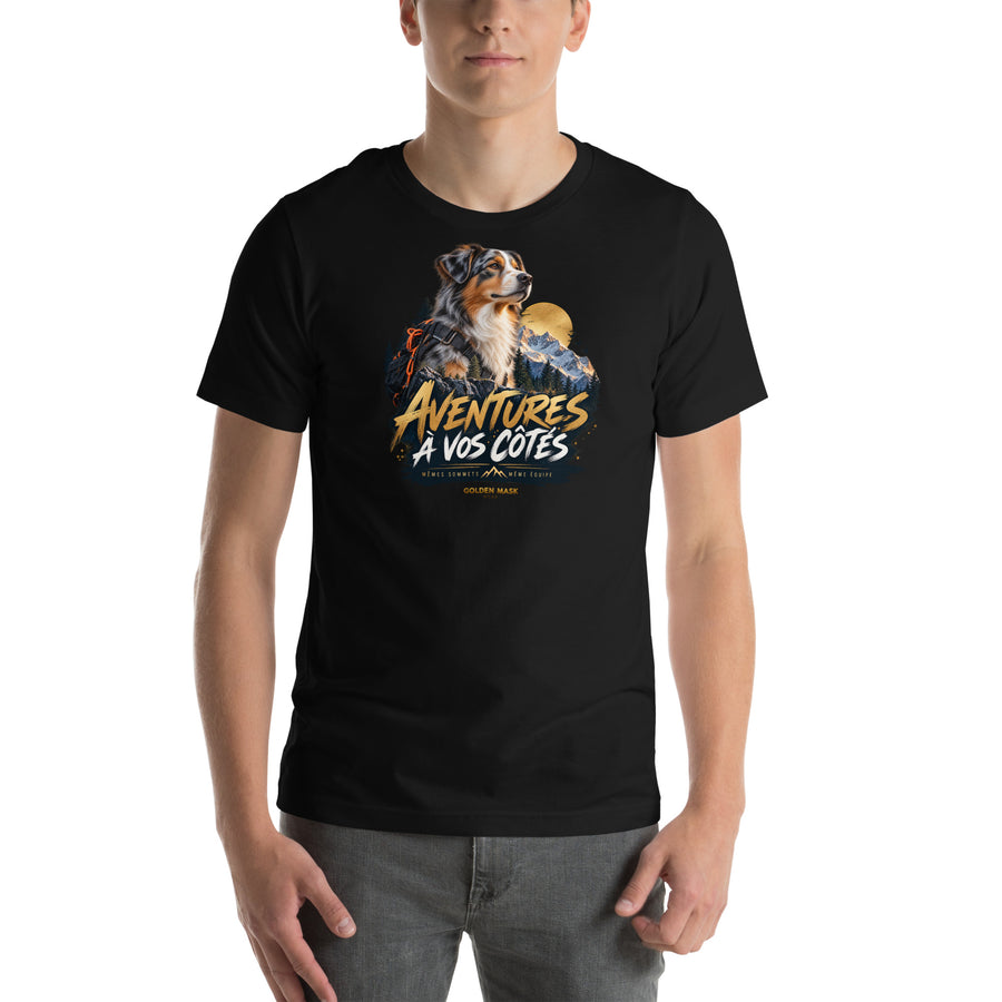 T-shirt noir Berger Australien Aventures à vos côtés — vue de face, Golden Mask Wear