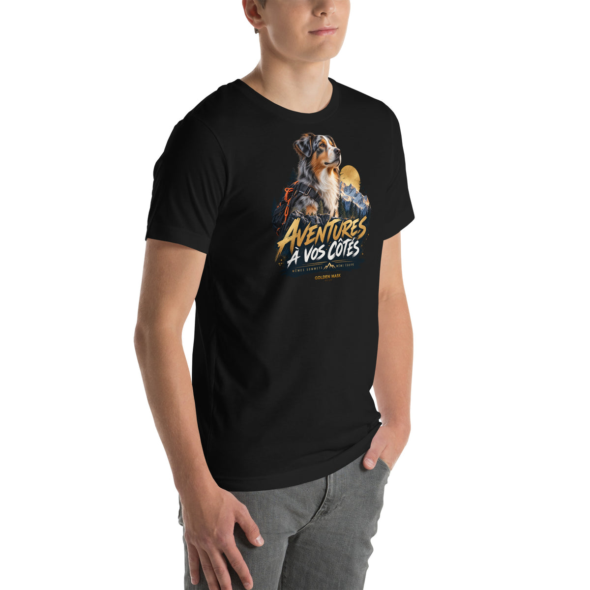 T-shirt noir Berger Australien Aventures à vos côtés — vue avant droite