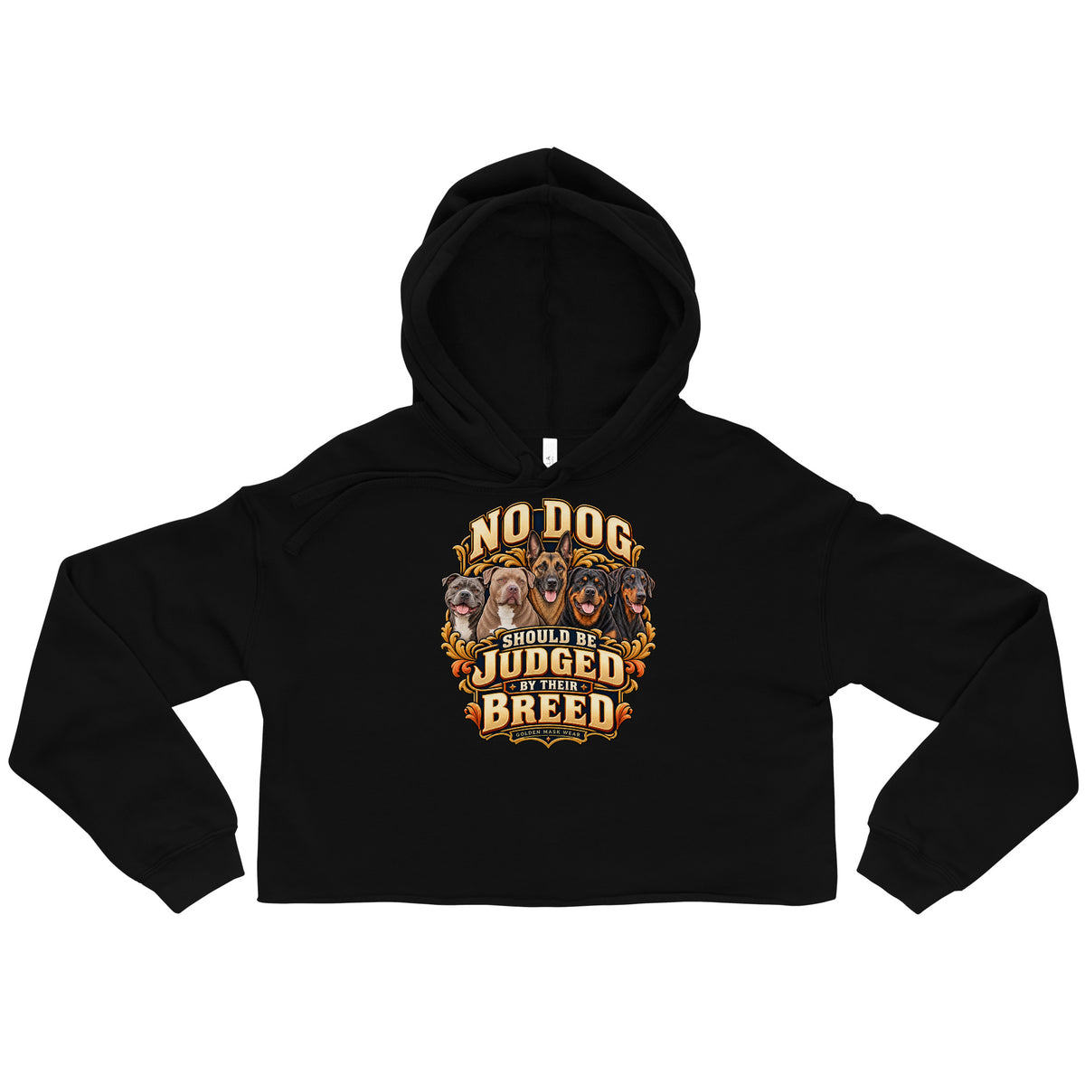 Sweat femme court No Dog noir, illustration canine sur le devant