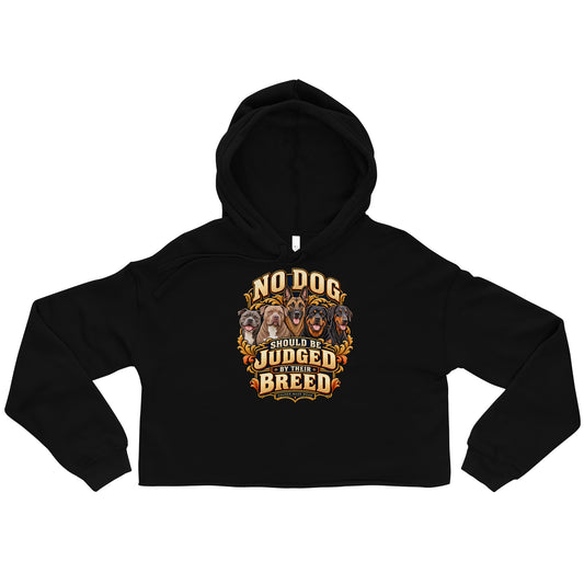 Sweat femme court No Dog noir, illustration canine sur le devant