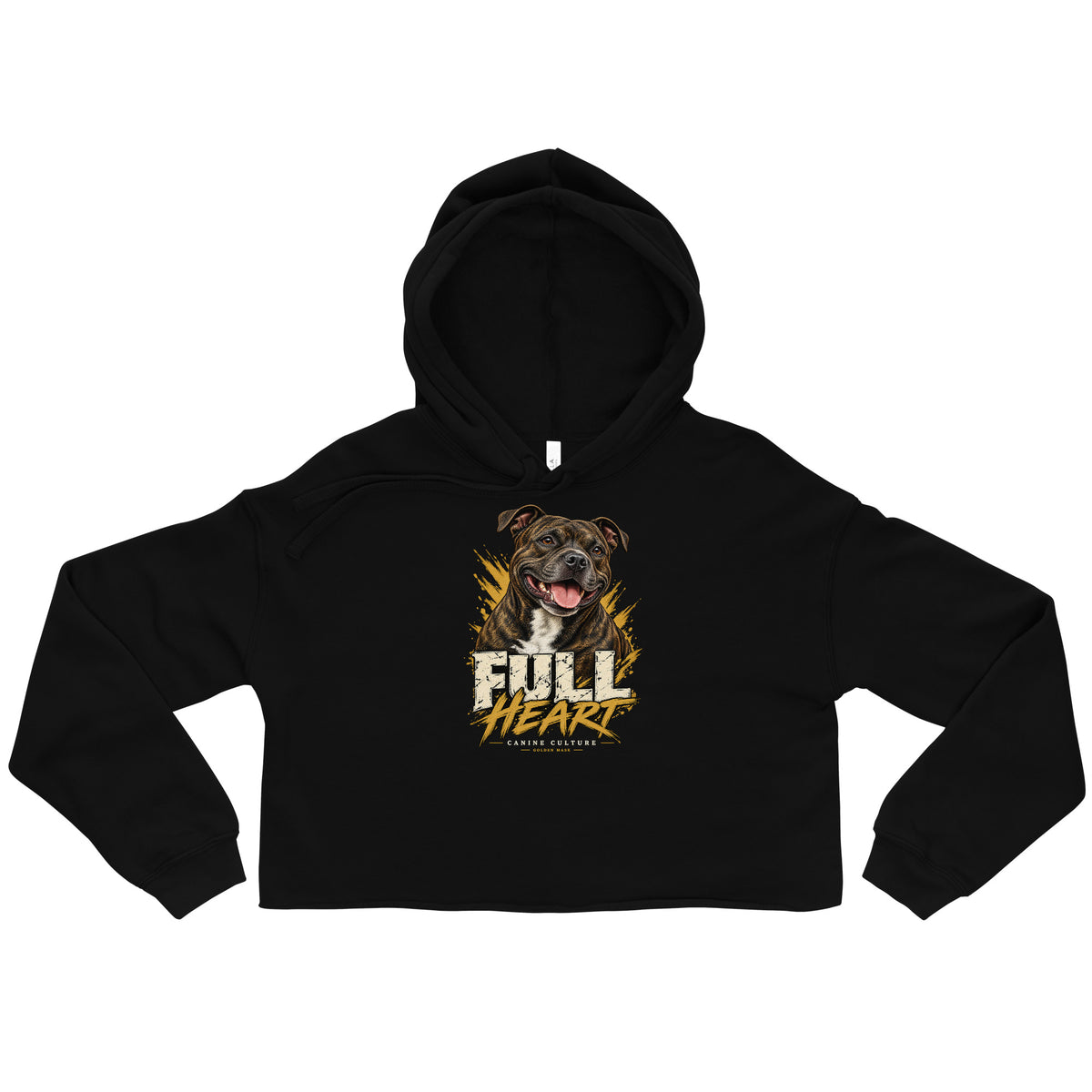 Sweat femme court Staffie — FULL HEART | Golden Mask Wear — noir — vue de face